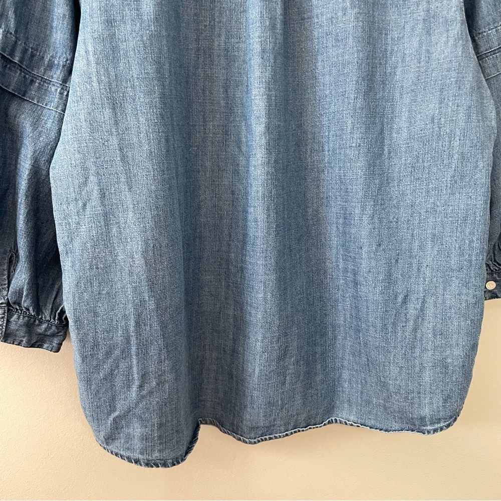 J. McLaughlin Laramie Chambray Linen Blend Blouse - Picture 9 of 13